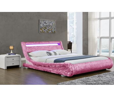 O falso cobre a cama estofada veludo da tela de Curshed com a cabeceira da luz do diodo emissor de luz