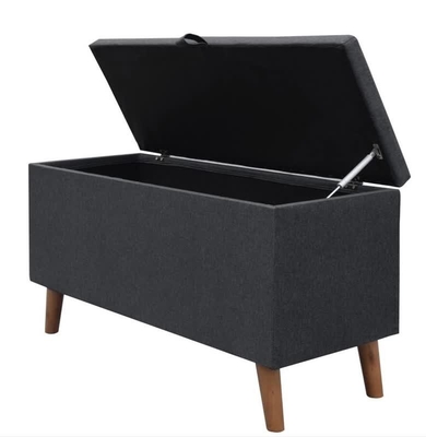 Tamborete dobrável escuro do armazenamento de Grey Fabric Storage Ottoman Hidden