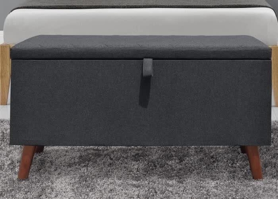 Tamborete dobrável escuro do armazenamento de Grey Fabric Storage Ottoman Hidden