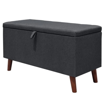 Tamborete dobrável escuro do armazenamento de Grey Fabric Storage Ottoman Hidden