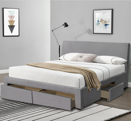 Gaveta 4 escondida deslizando o certificado do GV de Grey Velvet Fabric da cama do armazenamento