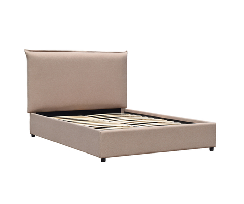 Minimalistic adornou a cama de plataforma monta facilmente o tamanho personalizado de linho limpo