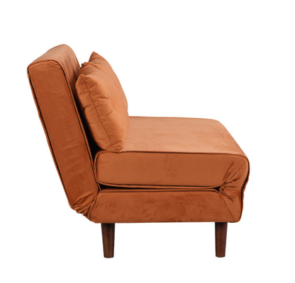 A dobradura dobro pequena Sofa Bed Orange Velvet Upholstered de 2 Seater roda o Daybed