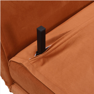 A dobradura dobro pequena Sofa Bed Orange Velvet Upholstered de 2 Seater roda o Daybed
