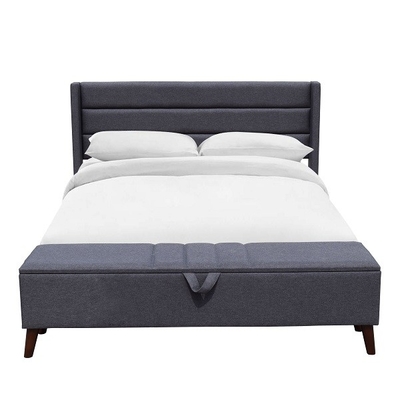 Madeira durável Grey Slat do quadro do rei Size Upholstered Bed do otomano do armazenamento