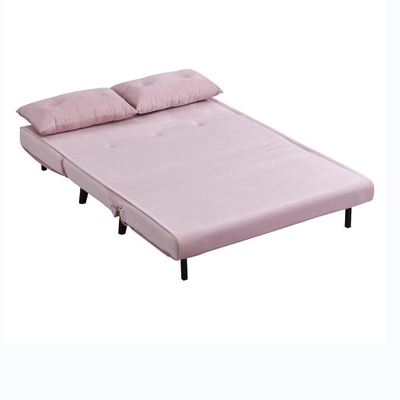 Tri dobrável estofado roda o veludo cor-de-rosa Sofa Bed Chair de Seater do Daybed 2