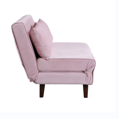 Tri dobrável estofado roda o veludo cor-de-rosa Sofa Bed Chair de Seater do Daybed 2