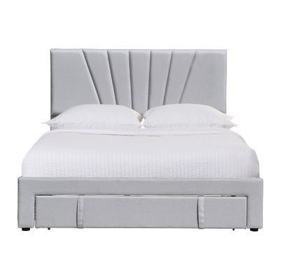 Cama estofada de couro Grey Color With Drawer ergonômico do armazenamento da tela do tamanho da rainha