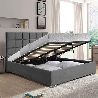 Cama escura 140x190cm de Grey Velvet Queen Lift Storage com elevação do colchão
