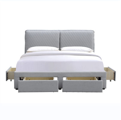 Cabeceira dobro clara do airbag de Grey Linen Tufted Storage Bed 180x200cm com quatro gavetas
