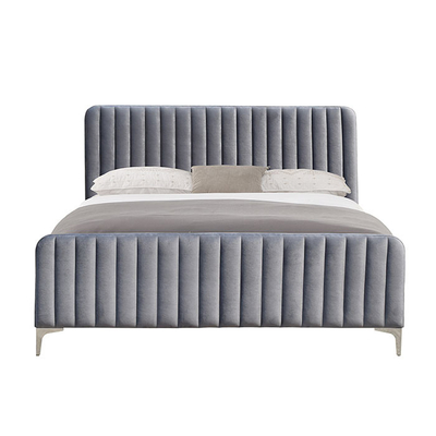 Cama de plataforma de madeira estofada moderna 160x200cm Grey Color King Size