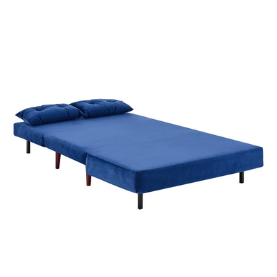 Tri Blue Velvet dobrável estofou o Daybed 2 Seater retira Sofa Bed