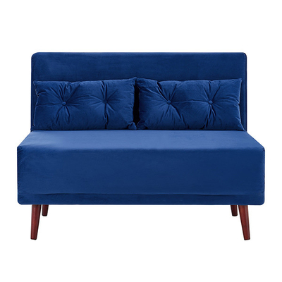 Tri Blue Velvet dobrável estofou o Daybed 2 Seater retira Sofa Bed