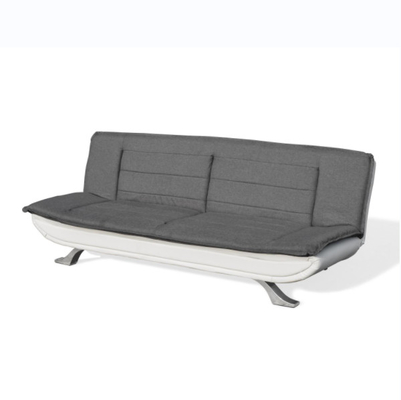 O falso branco da tela do carvão vegetal cobre 3 adornados Seater Sofa Bed With Chrome Feet