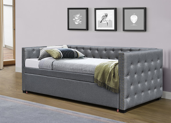 Veludo sem redução o Daybed estofado para retirar roda a cama único Chesterfield Grey Plush