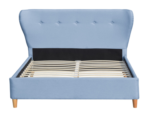 Cama de Casal Otomana Moderna de Madeira Cinza Escuro Veludo Cabeceira Curva de Luxo