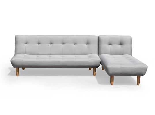 Sofá cama futon dobrável em forma de l cinza escuro poliéster estofado moderno conversível