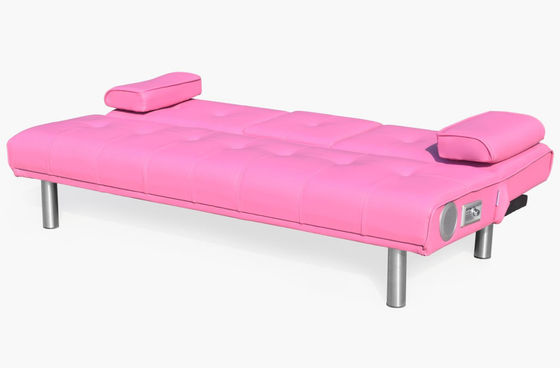 Sofá-cama dobrável moderno de couro sintético de 3 lugares com dobra para sala de estar