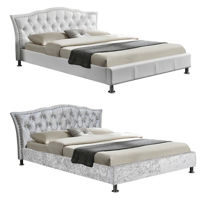 Quadro luxuoso da cama do rei Size Velvet Fabric com adornado e Crystal Headboard