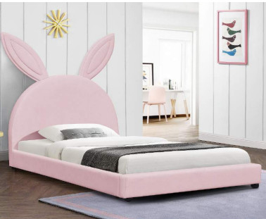 As crianças da madeira compensada estofaram a cor cor-de-rosa do estilo do coelho dos desenhos animados do quadro da cama
