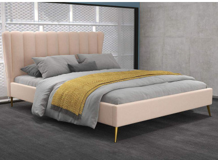 A cama da tela de Wing Back Frame Upholstered creme-coloriu enorme