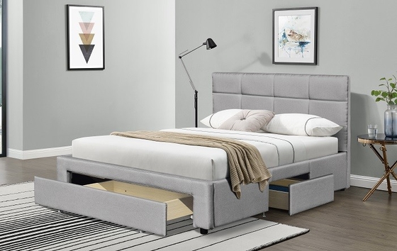 O quadro Grey Dark Blue Black Linen do rei Size Upholstered Bed com tira