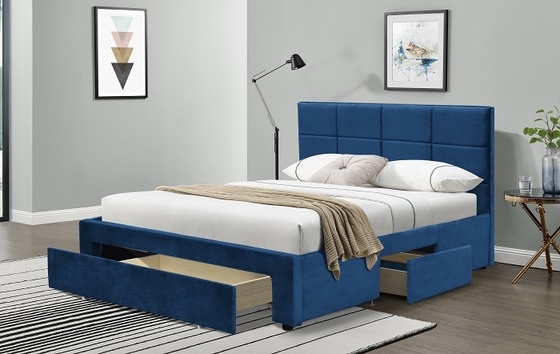 O quadro Grey Dark Blue Black Linen do rei Size Upholstered Bed com tira