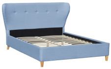 Cor azul moderna estofada tela do quadro da cama da madeira compensada do projeto simples