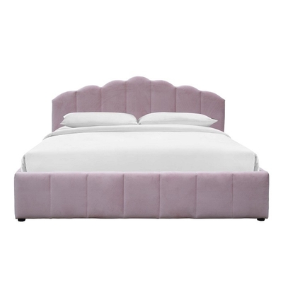 Quadro estofado da cama do armazenamento de veludo do tamanho da rainha tela cor-de-rosa com cabeceira especial