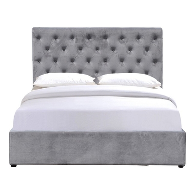 Cabeceira moderna de Grey Crush Velvet With High da cama do rei Size Upholstered Storage