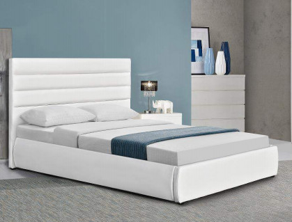 Cama de plataforma estofada moderna com cabeceira branca 50pcs MOQ
