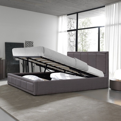 De madeira escuros de Grey Double Size Linen Fabric estofados colocam fabricantes por atacado da cama