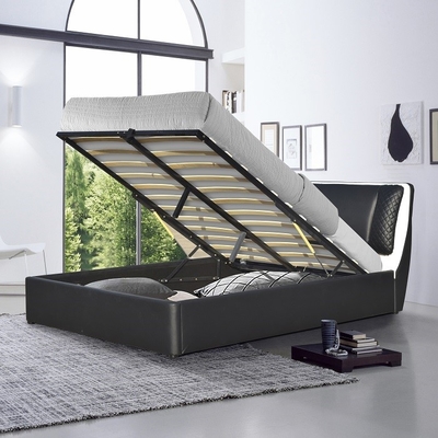 O elevador preto sem redução do couro do plutônio acima dos fabricantes da cama do couro da cama do armazenamento vende por atacado