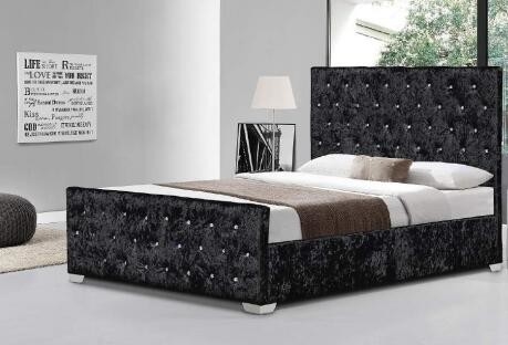 Luxo estofado preto do quadro da cama adornado à moda com botões