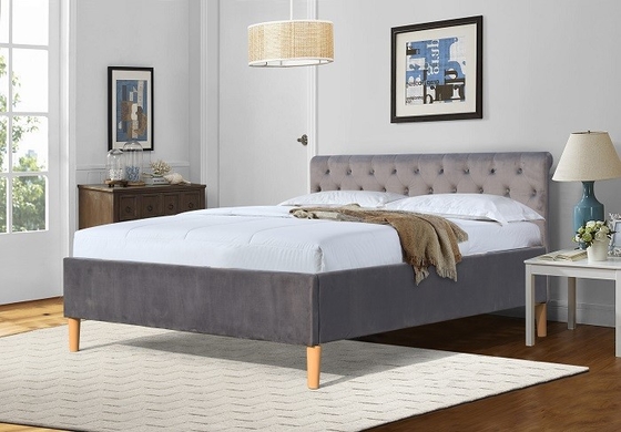 Tamanho do dobro de Grey Tufted Upholstered Platform Bed para fabricantes por atacado da cama do quarto