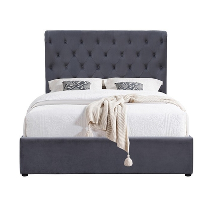 A madeira compensada do quadro da cama de Grey King Size Upholstered Storage fácil monta com cabeceira das orelhas
