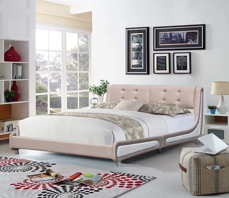 Estilo moderno confortável da tela de linho do quadro do rei Size Upholstered Bed