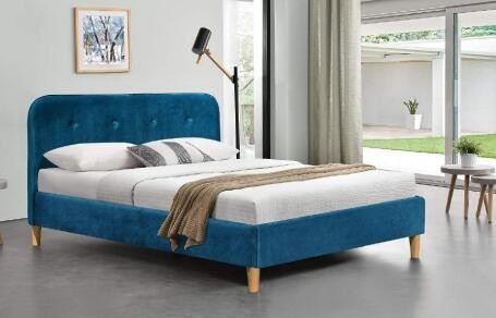 Tela azul brilhante quadro estofado da cama com os fabricantes por atacado da cama da cabeceira
