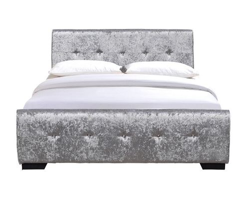 O tamanho Grey Upholstered Bed Frame With da rainha adornou botões de Diamante na cabeceira