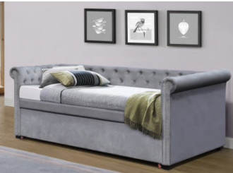 Daybed de Grey Colour Multifunctional Upholstered Trundle com armazenamento