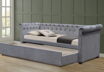 Daybed de Grey Colour Multifunctional Upholstered Trundle com armazenamento