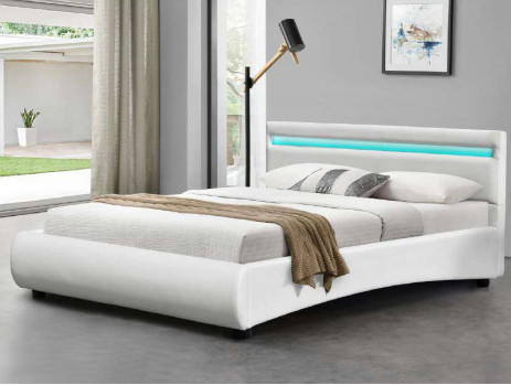 Quadro branco moderno da cama do couro do plutônio EN-1725 com luz de controle remoto do diodo emissor de luz