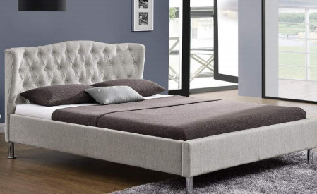 A cama de plataforma da madeira compensada do OEM do GV molda o rei moderno Size Bed Gray