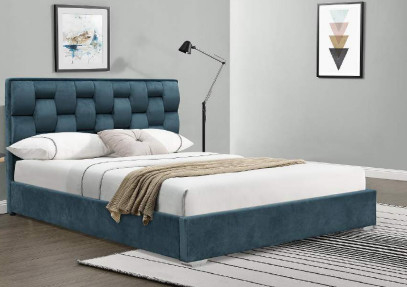 Quadro dobro da cama da tela de veludo do tamanho com a cabeceira alta adornada