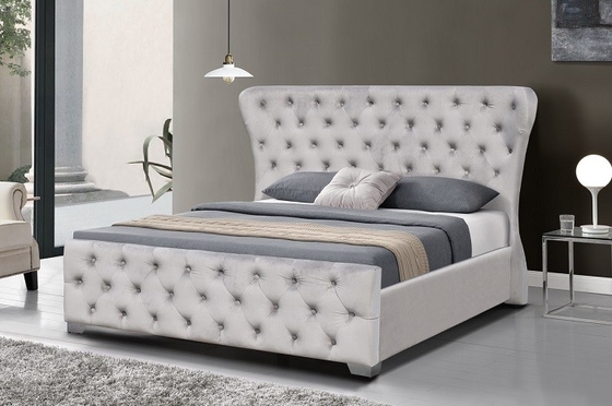 Quadro esmagado customizável do rei Home Furniture Bed de veludo com botões