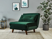 Tri veludo verde estofado dobrável Sofa Bed Chair da malaquite do Daybed