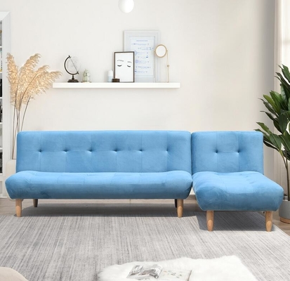 Sofá-cama estofado azul moderno dobrável em forma de L de alta qualidade