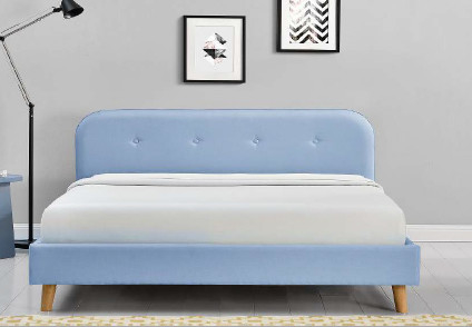 O azul estofado tela do quadro da cama da madeira compensada colore a forma moderna