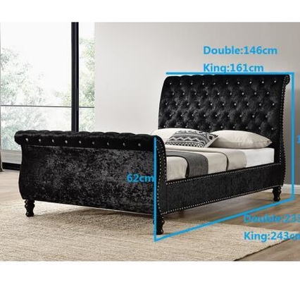 Oem estofado preto da rainha do quadro da cama do conjunto da cabeceira