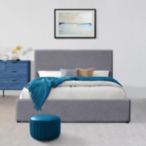 Mobília de linho do quarto do quadro do rei Size Ottoman Bed do Oem